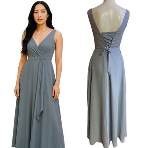 Wear Your Love Elegant Blue V-Neck Sleeveless Maxi Dress Size 4